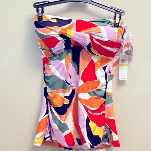 Anne Cole Womens Pink Printed Shirred Beachwear Tankini Swim Top Women’s M - Picture 5 of 9